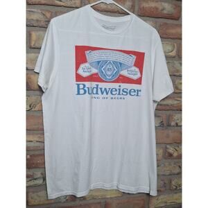 Budweiser King of Beers Logo Graphic Tee White T-Shirt Men’s Large